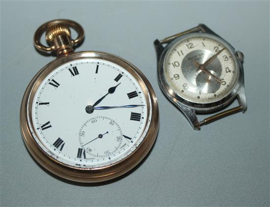 Gold plated pocket watch and Gents Altitude watch